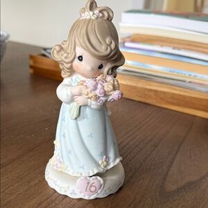 Precious Moments Sweet 16 Figurine Girl with Pink Bouquet